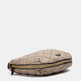 Gepolsterte Schultertasche in Taupe.