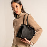 Black handbag.