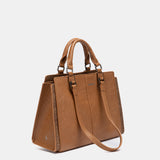 Cognac handbag.