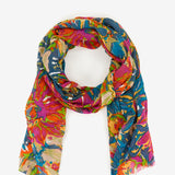 Viscose scarf with multicoloured floral print