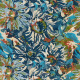 Viscose scarf with floral print in blue tones