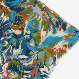 Viscose scarf with floral print in blue tones