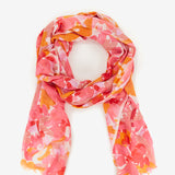 Viscose scarf with abstract print in fuchsia tones