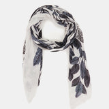 Viscose scarf with natural print in grey tones