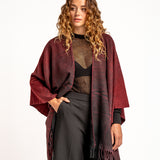 Burgund gedruckter Poncho