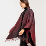 Burgund gedruckter Poncho