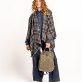 Black plaid poncho
