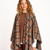 Brown plaid poncho