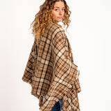 Taupe plaid poncho