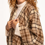 Taupe plaid poncho