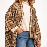 Taupe plaid poncho