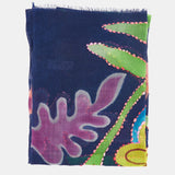 Pañuelo de lana con estampado floral azul