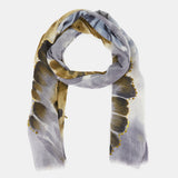 Green floral print wool scarf