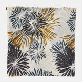 Black floral print wool scarf