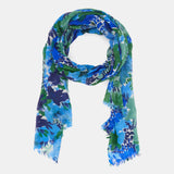 Wollschal mit blauem Blumendruck