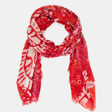 Red abstract print wool scarf