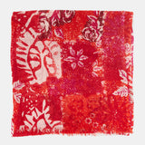 Red abstract print wool scarf