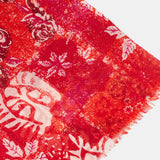 Red abstract print wool scarf