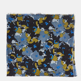 Black floral print wool scarf