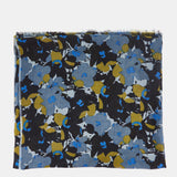 Black floral print wool scarf