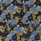 Black floral print wool scarf