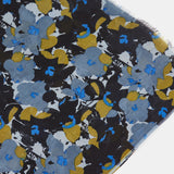 Black floral print wool scarf