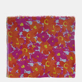 Wool scarf with orange floral print