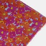 Wool scarf with orange floral print