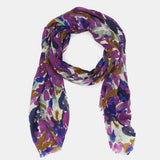 Wool scarf with lilac abstract print