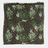 Green floral print wool scarf