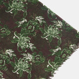 Green floral print wool scarf