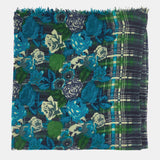 Green print wool scarf