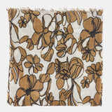 Camel floral print wool scarf