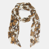 Camel floral print wool scarf