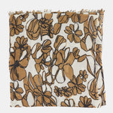 Camel floral print wool scarf