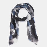 Wool scarf with black abstract print