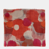 Wool scarf with orange abstract print