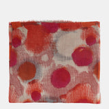 Wool scarf with orange abstract print