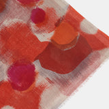 Wool scarf with orange abstract print