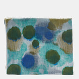 Wool scarf with green abstract print