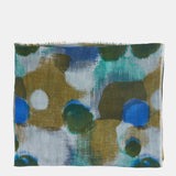 Wool scarf with green abstract print