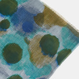 Wool scarf with green abstract print
