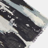 Wool scarf with black abstract print
