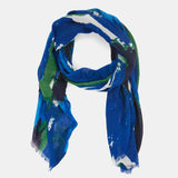 Wolltaschentuch mit blauem abstraktem Druck