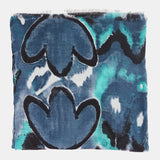 Wool scarf with green abstract print