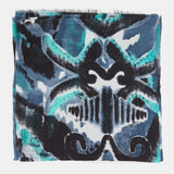 Wool scarf with green abstract print