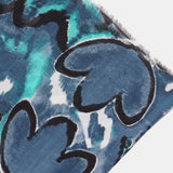 Wool scarf with green abstract print