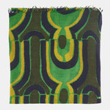 Green geometric print wool scarf