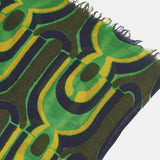 Green geometric print wool scarf