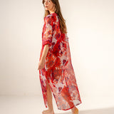 Viskose-Tunika mit fuchsiafarbenem Blumendruck